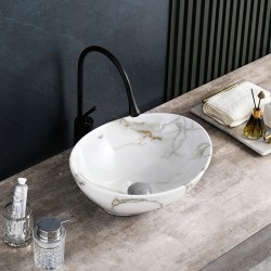 UMYWALKA NABLATOWA CERAMICZNA MARMUROWA OWALNA LUMO-MAR1-340