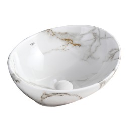 UMYWALKA NABLATOWA CERAMICZNA MARMUROWA OWALNA LUMO-MAR1-340