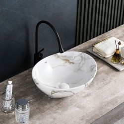 UMYWALKA NABLATOWA CERAMICZNA MARMUROWA OWALNA LUMO-MAR1-340