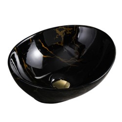 UMYWALKA NABLATOWA CERAMICZNA MARMUROWA OWALNA LUMO-MAR4-530 CZARNA POŁYSK