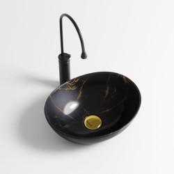 UMYWALKA NABLATOWA CERAMICZNA MARMUROWA OWALNA LUMO-MAR4-530 CZARNA POŁYSK