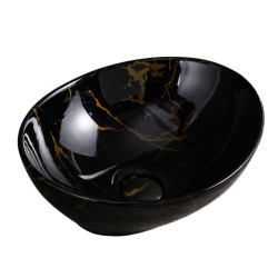 UMYWALKA NABLATOWA CERAMICZNA MARMUROWA OWALNA LUMO-MAR4-530 CZARNA POŁYSK