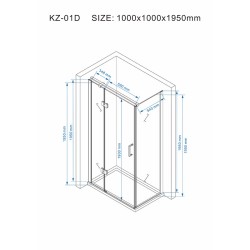 KABINA PRYSZNICOWA KWADRATOWA ZES-KZ01D-BL-100 CZARNA100x100 CM
