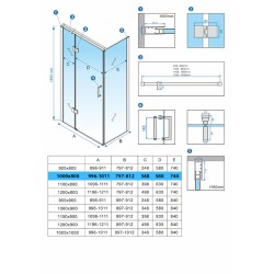 KABINA PRYSZNICOWA PROSTOKĄTNA ZES-KZ02B-BL-100X80 CZARNA 100x80 CM