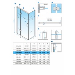 KABINA PRYSZNICOWA PROSTOKĄTNA ZES-KZ02D-BL-120X80 CZARNA 120x80 CM