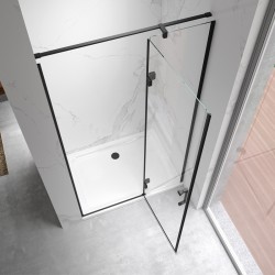 DRZWI PRYSZNICOWE UCHYLNE DO WNĘKI KZ17D CZARNE 100 CM 6 MM