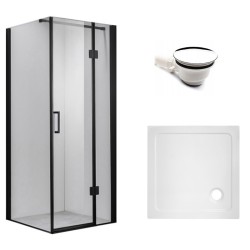 KABINA PRYSZNICOWA KWADRATOWA Z BRODZIKIEM KZ1390A/ST02A CZARNA/BIAŁY 80x80 CM
