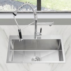 ZLEW KUCHENNY ZLEWOZMYWAK JEDNOKOMOROWY STALOWY INOX ALOR-CH-68X45 DOZOWNIK SYFON UCHWYTY