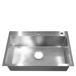 ZLEW KUCHENNY ZLEWOZMYWAK JEDNOKOMOROWY STALOWY INOX ALOR-CH-68X45 DOZOWNIK SYFON UCHWYTY