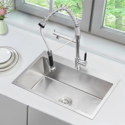 ZLEW KUCHENNY ZLEWOZMYWAK JEDNOKOMOROWY STALOWY INOX ALOR-CH-68X45 DOZOWNIK SYFON UCHWYTY