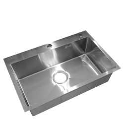 ZLEW KUCHENNY ZLEWOZMYWAK JEDNOKOMOROWY STALOWY INOX ALOR-CH-68X45 DOZOWNIK SYFON UCHWYTY