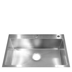 ZLEW KUCHENNY ZLEWOZMYWAK JEDNOKOMOROWY STALOWY INOX ALOR-CH-68X45 DOZOWNIK SYFON UCHWYTY