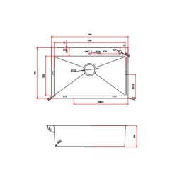 ZLEW KUCHENNY ZLEWOZMYWAK JEDNOKOMOROWY STALOWY INOX ALOR-CH-68X45 DOZOWNIK SYFON UCHWYTY