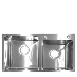 ZLEW KUCHENNY ZLEWOZMYWAK DWUKOMOROWY STALOWY INOX VISTA-CH-78X43 DOZOWNIK SYFON UCHWYTY