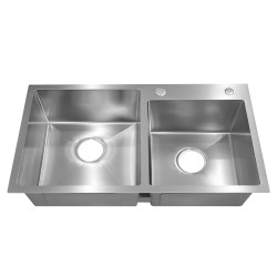 ZLEW KUCHENNY ZLEWOZMYWAK DWUKOMOROWY STALOWY INOX VISTA-CH-78X43 DOZOWNIK SYFON UCHWYTY