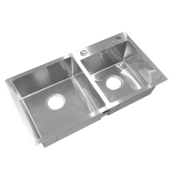 ZLEW KUCHENNY ZLEWOZMYWAK DWUKOMOROWY STALOWY INOX VISTA-CH-78X43 DOZOWNIK SYFON UCHWYTY