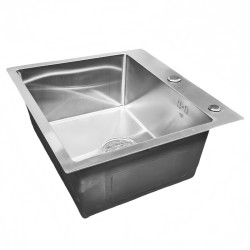 ZLEW KUCHENNY ZLEWOZMYWAK JEDNOKOMOROWY STALOWY INOX ALOR-CH-50X45 DOZOWNIK SYFON UCHWYTY