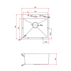 ZLEW KUCHENNY ZLEWOZMYWAK JEDNOKOMOROWY STALOWY INOX ALOR-CH-50X45 DOZOWNIK SYFON UCHWYTY