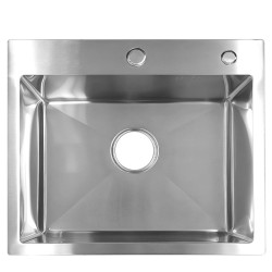 ZLEW KUCHENNY ZLEWOZMYWAK JEDNOKOMOROWY STALOWY INOX ALOR-CH-59X49 DOZOWNIK SYFON UCHWYTY
