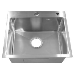 ZLEW KUCHENNY ZLEWOZMYWAK JEDNOKOMOROWY STALOWY INOX ALOR-CH-59X49 DOZOWNIK SYFON UCHWYTY