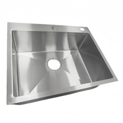 ZLEW KUCHENNY ZLEWOZMYWAK JEDNOKOMOROWY STALOWY INOX ALOR-CH-59X49 DOZOWNIK SYFON UCHWYTY