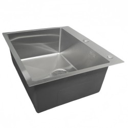 ZLEW KUCHENNY ZLEWOZMYWAK JEDNOKOMOROWY STALOWY INOX ALOR-CH-59X49 DOZOWNIK SYFON UCHWYTY
