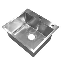 ZLEW KUCHENNY ZLEWOZMYWAK JEDNOKOMOROWY STALOWY INOX ALOR-CH-59X49 DOZOWNIK SYFON UCHWYTY