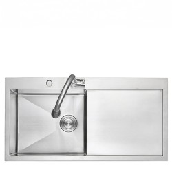 ZLEW KUCHENNY ZLEWOZMYWAK JEDNOKOMOROWY Z OCIEKACZEM STALOWY INOX MILOS-CH-78X48 DOZOWNIK SYFON UCHWYTY