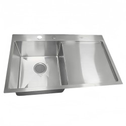 ZLEW KUCHENNY ZLEWOZMYWAK JEDNOKOMOROWY Z OCIEKACZEM STALOWY INOX MILOS-CH-78X48 DOZOWNIK SYFON UCHWYTY