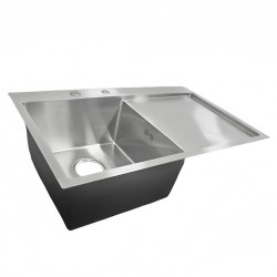 ZLEW KUCHENNY ZLEWOZMYWAK JEDNOKOMOROWY Z OCIEKACZEM STALOWY INOX MILOS-CH-78X48 DOZOWNIK SYFON UCHWYTY