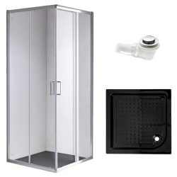 KABINA PRYSZNICOWA KWADRATOWA Z BRODZIKIEM KZ93A/SXL02A CHROM/CZARNY 80x80