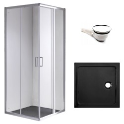 KABINA PRYSZNICOWA KWADRATOWA Z BRODZIKIEM KZ93C/ST06A CHROM/CZARNY 100x100