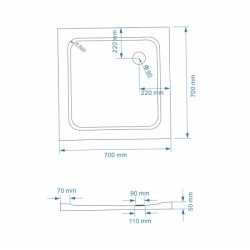 KABINA PRYSZNICOWA KWADRATOWA Z BRODZIKIEM KZ93D/ST02C CHROM/CZARNY 70x70