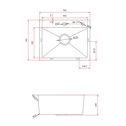 ZLEW KUCHENNY ZLEWOZMYWAK JEDNOKOMOROWY STALOWY INOX ALOR-CH-50X40 DOZOWNIK SYFON UCHWYTY