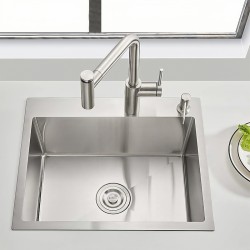 ZLEW KUCHENNY ZLEWOZMYWAK JEDNOKOMOROWY STALOWY INOX ALOR-CH-50X50 DOZOWNIK SYFON UCHWYTY
