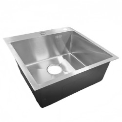 ZLEW KUCHENNY ZLEWOZMYWAK JEDNOKOMOROWY STALOWY INOX ALOR-CH-50X50 DOZOWNIK SYFON UCHWYTY