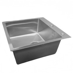 ZLEW KUCHENNY ZLEWOZMYWAK JEDNOKOMOROWY STALOWY INOX ALOR-CH-50X50 DOZOWNIK SYFON UCHWYTY