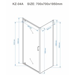 KABINA PRYSZNICOWA KWADRATOWA KZ04A CZARNA 70X70 CM