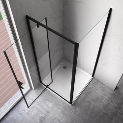 KABINA PRYSZNICOWA KWADRATOWA KZ04B CZARNA 80x80 CM 6 MM
