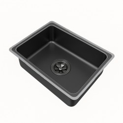 ZLEW KUCHENNY JEDNOKOMOROWY Z WODOSPADEM WIELOFUNKCYJNY CZARNY TOKIO-BL-68X46