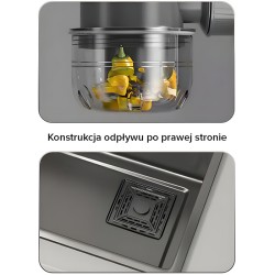 ZLEW KUCHENNY JEDNOKOMOROWY Z WODOSPADEM WIELOFUNKCYJNY CZARNY TOKIO-BL-68X46