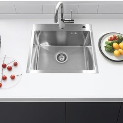 ZLEW KUCHENNY ZLEWOZMYWAK JEDNOKOMOROWY STALOWY INOX ALOR-CH-40X45 DOZOWNIK SYFON UCHWYTY