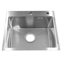 ZLEW KUCHENNY ZLEWOZMYWAK JEDNOKOMOROWY STALOWY INOX ALOR-CH-40X45 DOZOWNIK SYFON UCHWYTY