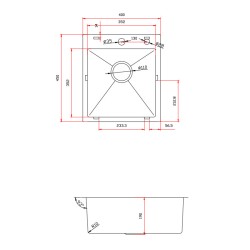 ZLEW KUCHENNY ZLEWOZMYWAK JEDNOKOMOROWY STALOWY INOX ALOR-CH-40X45 DOZOWNIK SYFON UCHWYTY