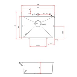 ZLEW KUCHENNY ZLEWOZMYWAK JEDNOKOMOROWY STALOWY INOX ALOR-CH-55X45 DOZOWNIK SYFON UCHWYTY
