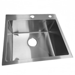 ZLEW KUCHENNY ZLEWOZMYWAK JEDNOKOMOROWY STALOWY INOX TONGA-CH-50X45 DOZOWNIK SYFON UCHWYTY