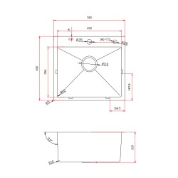 ZLEW KUCHENNY ZLEWOZMYWAK JEDNOKOMOROWY STALOWY INOX TONGA-CH-50X45 DOZOWNIK SYFON UCHWYTY