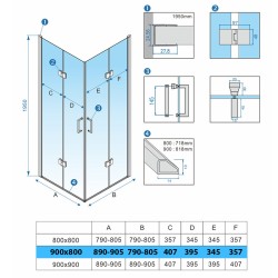 KABINA PRYSZNICOWA PROSTOKĄTNA ZES-KZ12A-BL-90X80 CZARNA 90x80 CM