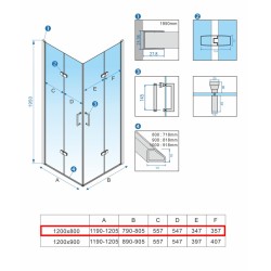 KABINA PRYSZNICOWA PROSTOKĄTNA ZES-KZ12D-BL-120X80 CZARNA 120x80 CM