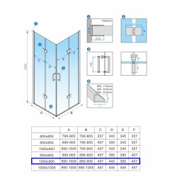 KABINA PRYSZNICOWA PROSTOKĄTNA ZES-KZ13A-BL-100X90 CZARNA 100x90 CM